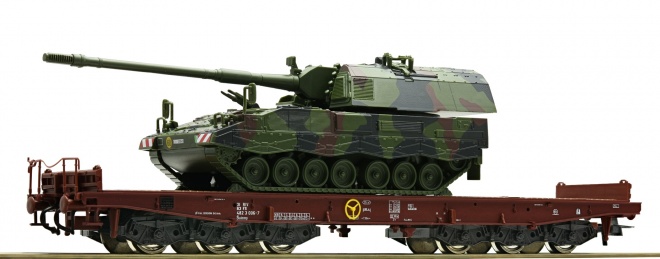 Heavy duty flat car with armored howitzer 2000<br /><a href='images/pictures/Roco/234057.jpg' target='_blank'>Full size image</a>